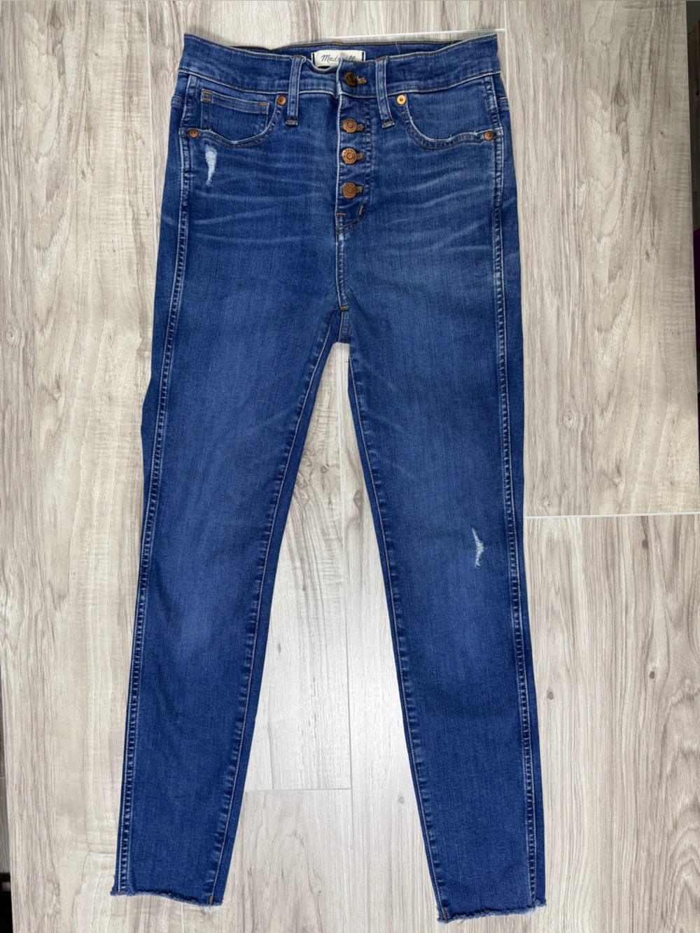 Madewell 10" High-Rise Skinny Jeans Button-Fly Hanna Wash 2018 Distressed